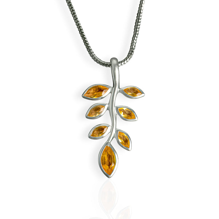 Natural Citrine Branch Pendant in 925 Silver by SVADEZI