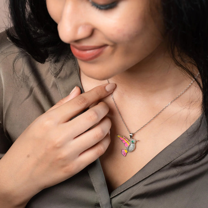 Imported Designer BIRD Pendant with Block Chain in 925 Silver by SVADEZI